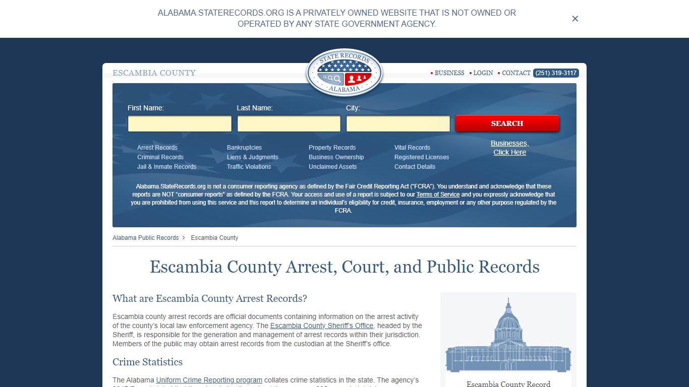 Escambia County Arrest, Court, and Public Records